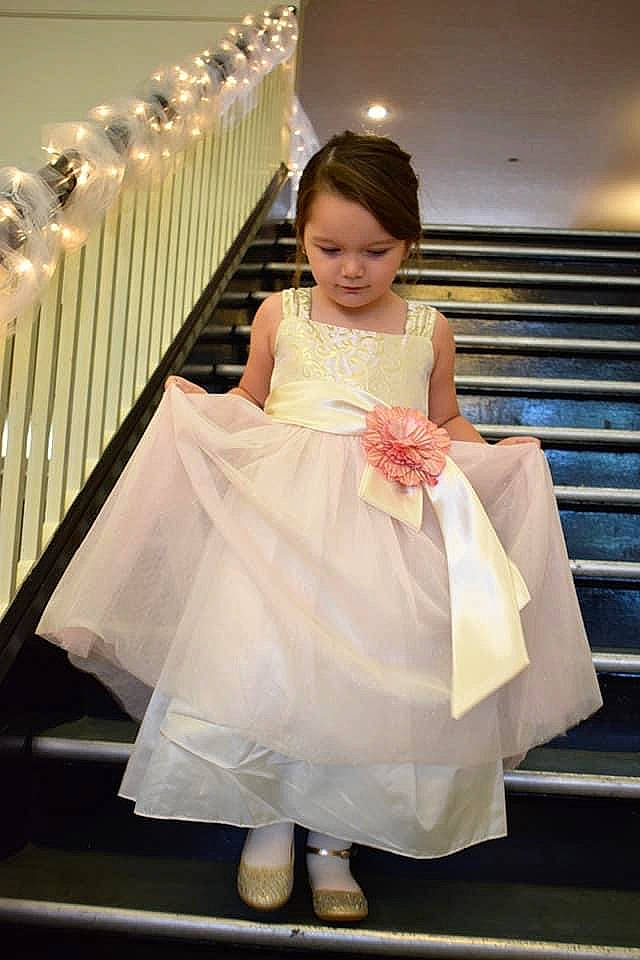 Priscilla joined the competition — help win amazing prizes! bridal_clothing, bridal_party_dress, bride, ceremony, child, child_model, dress, gown, person, smile, wedding, wedding_dress