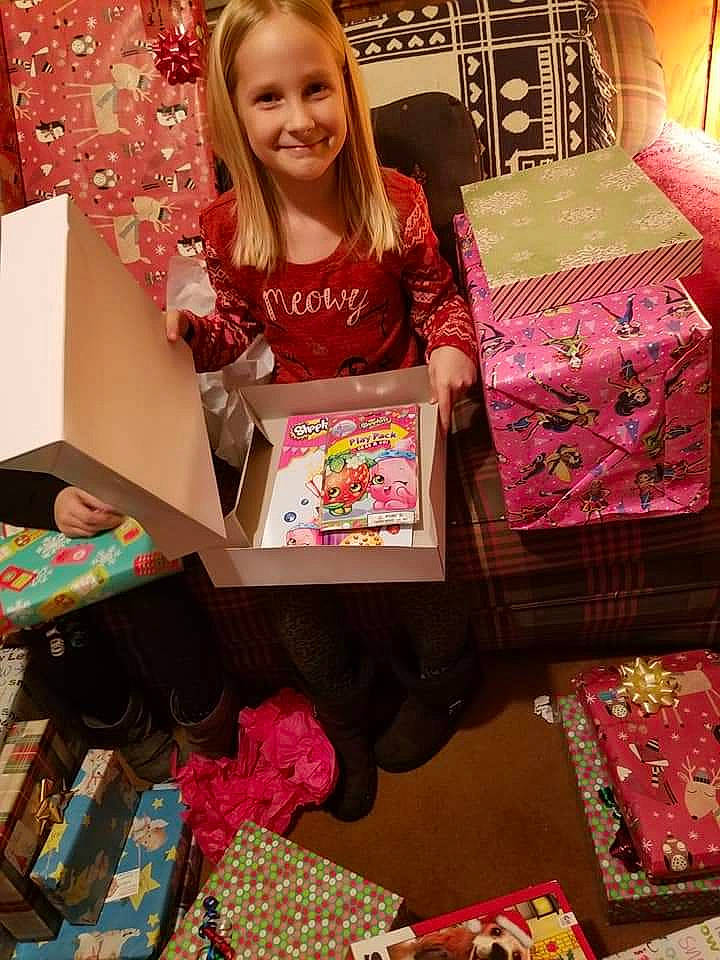 Aryana joined the competition — help win amazing prizes! art, child, christmas, collection, craft, design, doll, holiday, joy, party, pattern, person, pink, present, room, textile, toy