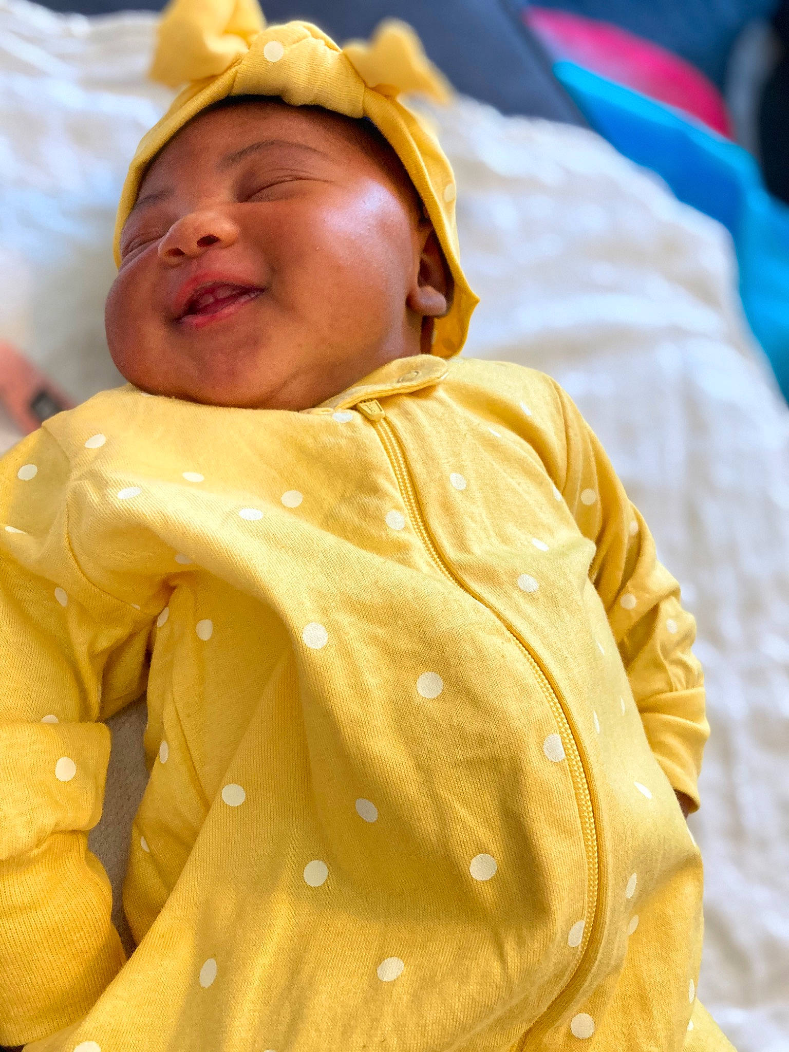 Kynlee joined the competition — help win amazing prizes! baby, baby_products, baby_safety, baby_sleeping, child, childbirth, comfort, event, fun, happy, hat, linens, orange, peach, person, skin, sleeve, textile, toddler, tradition