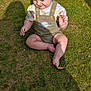 Caleb joined the competition — help win amazing prizes! baby, barefoot, casual, child, cute, daylight, dinosaur, expression, grass, greenery, nature, outdoor, overalls, person, playtime, shadow, sitting, summer, sunlight, young