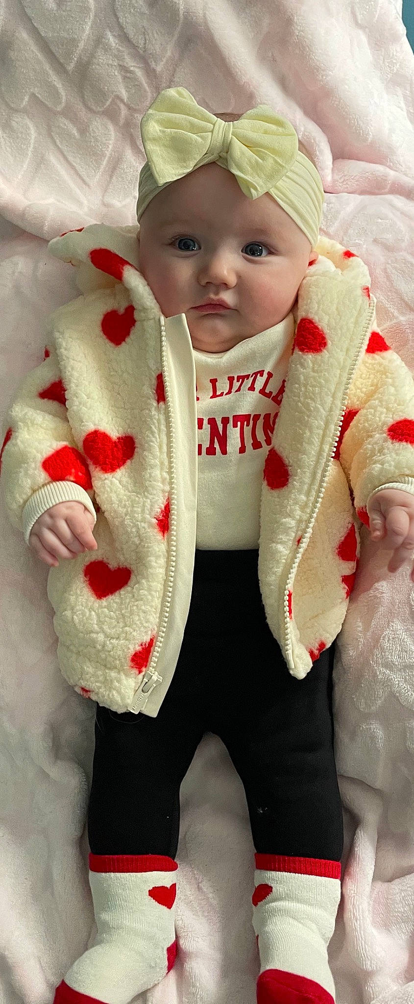 Callie joined the competition — help win amazing prizes! baby, baby_toddler_clothing, carmine, clothing, eye, finger, fur, happy, hat, headwear, lip, outerwear, pattern, person, red, skin, sleeve, textile, toddler, white