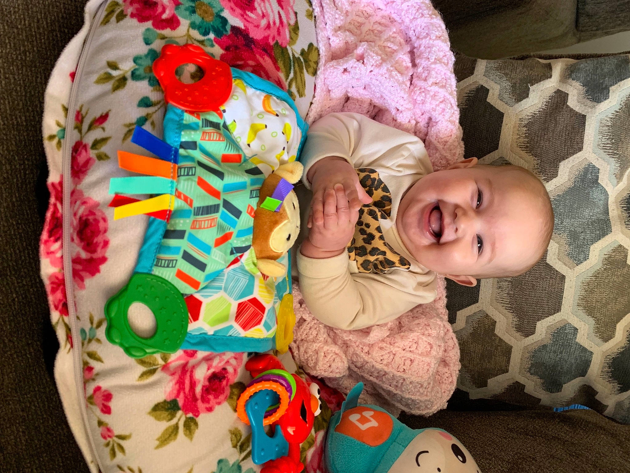 Milana joined the competition — help win amazing prizes! baby, baby_toddler_clothing, cake, child, clothing, comfort, event, fun, happy, human, joy, linens, pattern, person, pink, product, room, sitting, skin, sleeve