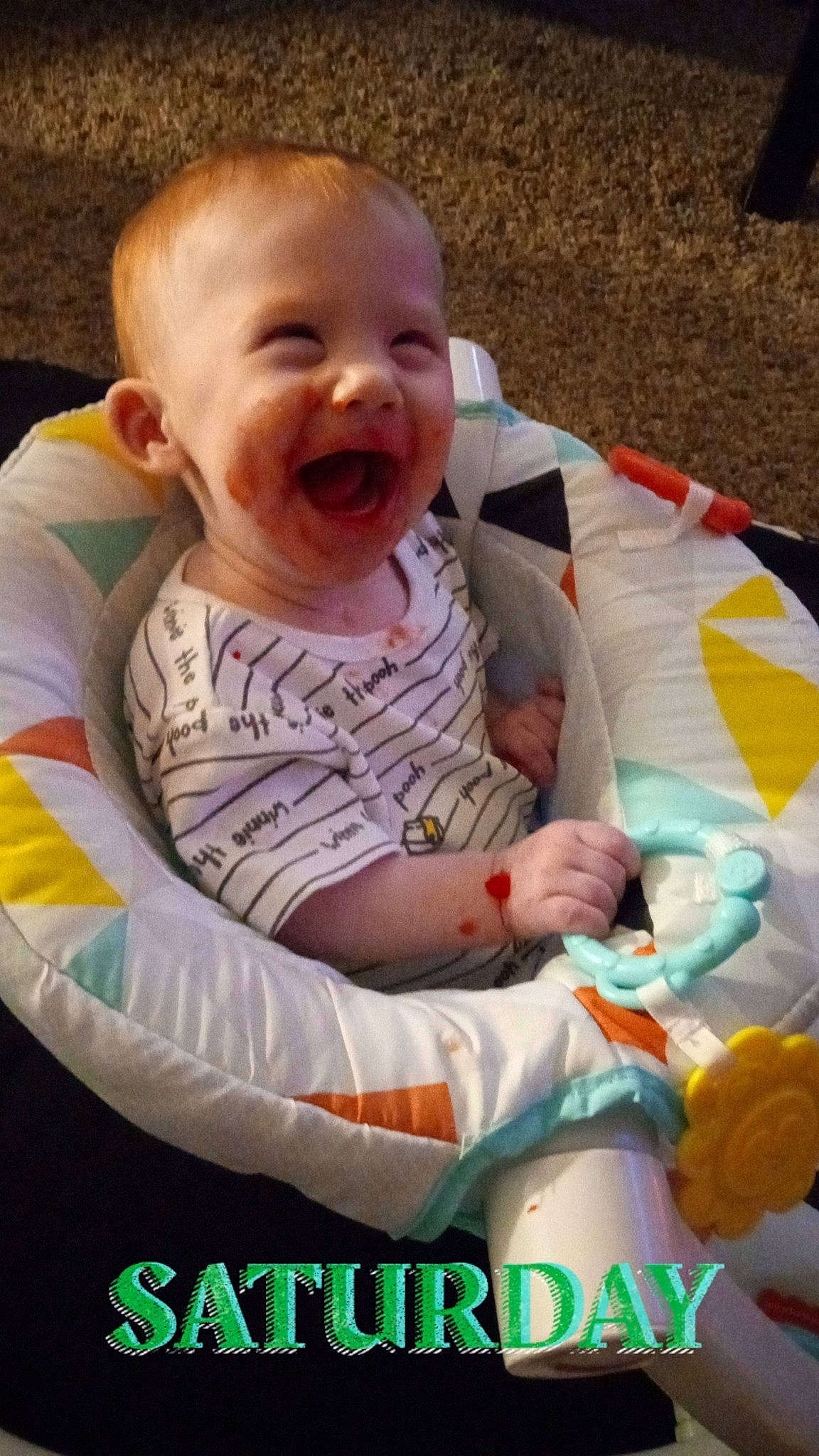 Alora is registered to the contest to win money with this photo: baby, baby_laughing, baby_products, baby_toddler_clothing, child, comfort, fun, grass, happy, laugh, leisure, logo, person, photo_caption, play, sitting, sleeve, smile, t_shirt, toddler