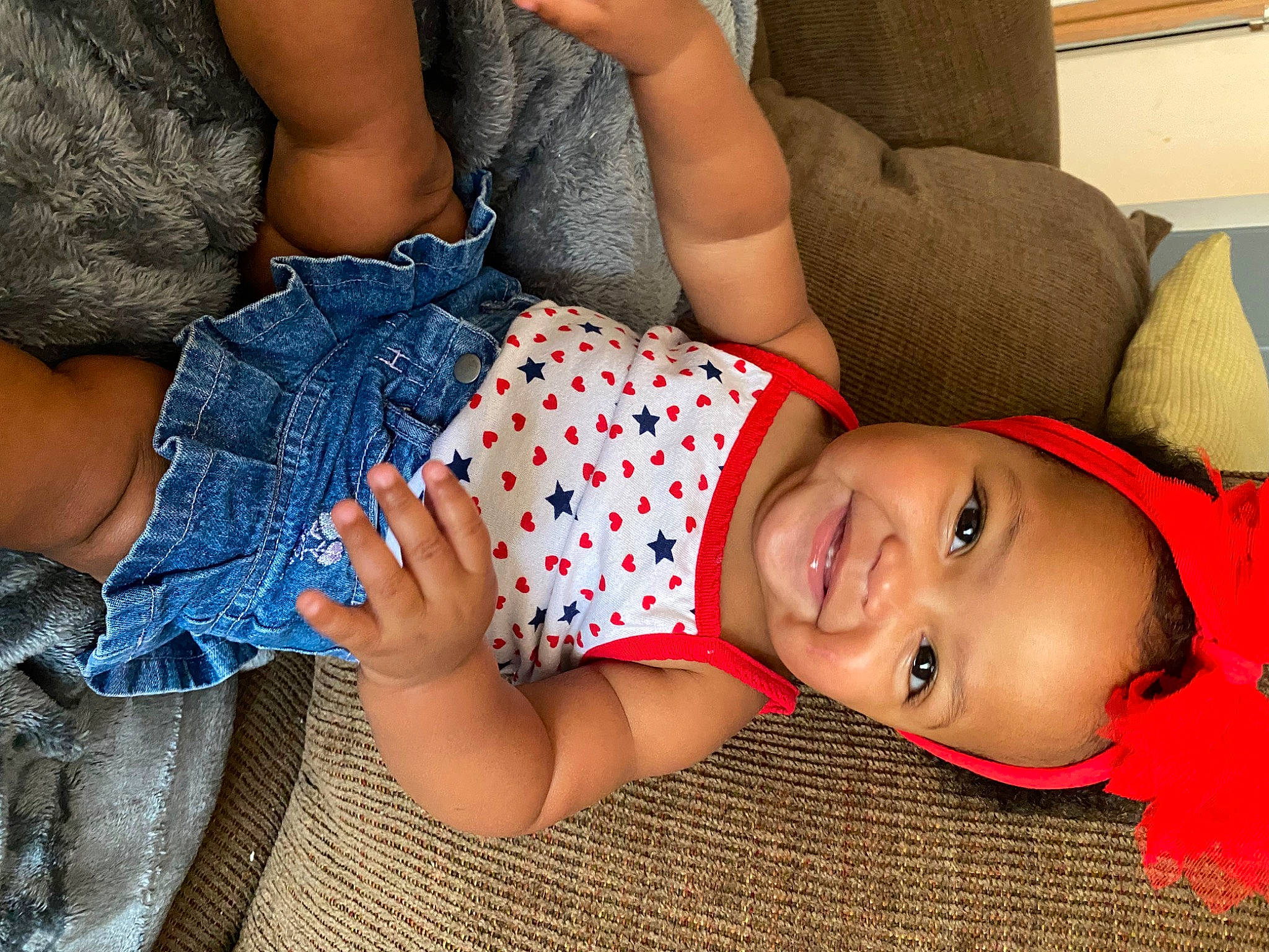 Oliana joined the competition — help win amazing prizes! baby_toddler_clothing, child, comfort, elbow, gesture, hairstyle, happy, human_body, human_leg, joy, knee, lip, mouth, person, plaid, skin, smile, textile, thigh, toddler