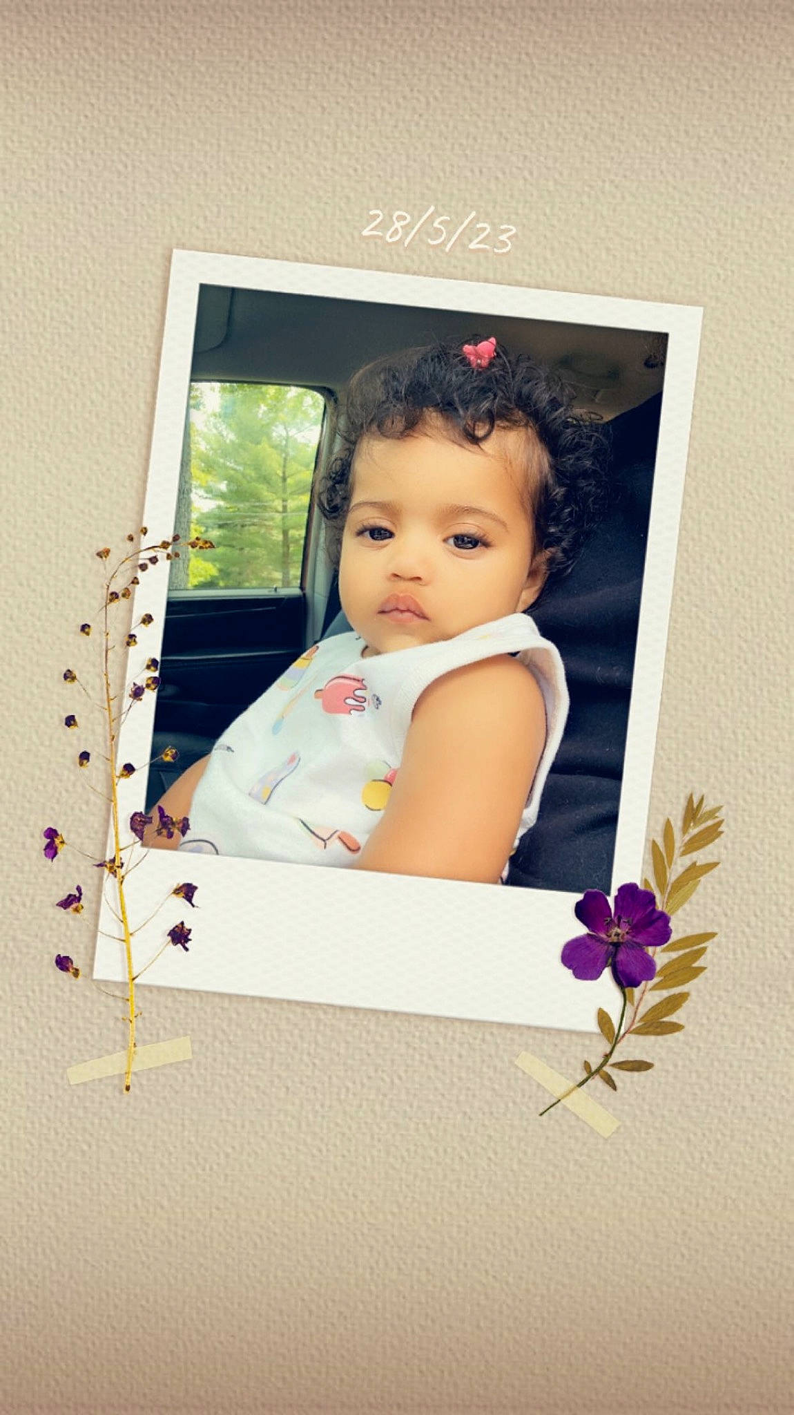 Evie joined the competition — help win amazing prizes! art, baby, baby_toddler_clothing, child, flower, happy, paper_product, person, petal, photographic_paper, picture_frame, portrait_photography, product, rectangle, room, toddler, window