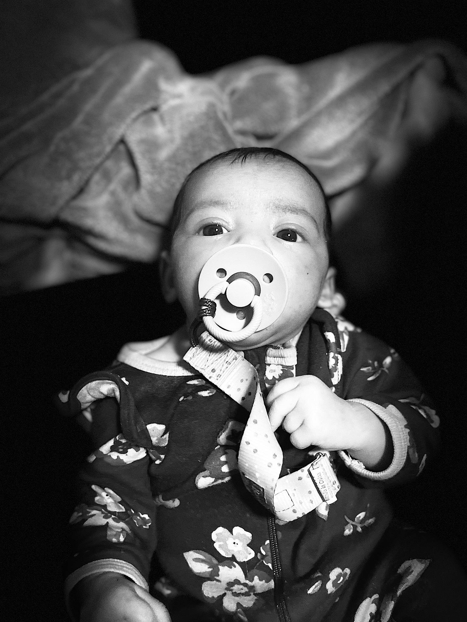 Aalleyah joined the competition — help win amazing prizes! arm, baby, baby_toddler_clothing, black, black_and_white, cheek, comfort, finger, flash_photography, hairstyle, hand, happy, iris, mammal, mouth, nose, person, skin, sleeve, standing