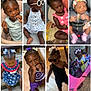 baby, toddler, child, girl, sunglasses, dress, headband, bow, car_seat, toy_car, outdoor, indoor, footwear, smiling, playing, sitting, standing, hair_style, clothing, accessory