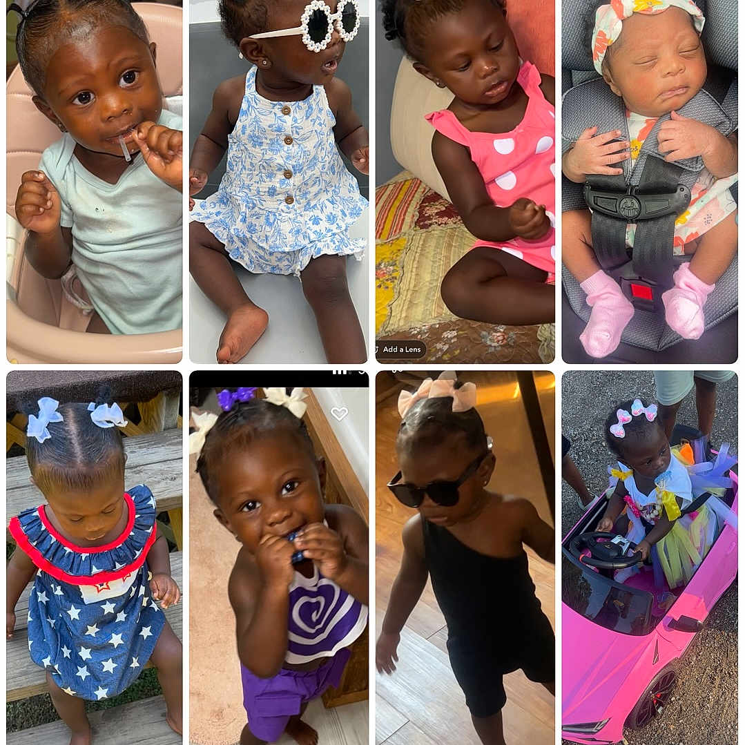 Eastlynn is registered to the contest to win money with this photo: accessory, baby, bow, car_seat, child, clothing, dress, footwear, girl, hair_style, headband, indoor, outdoor, playing, sitting, smiling, standing, sunglasses, toddler, toy_car
