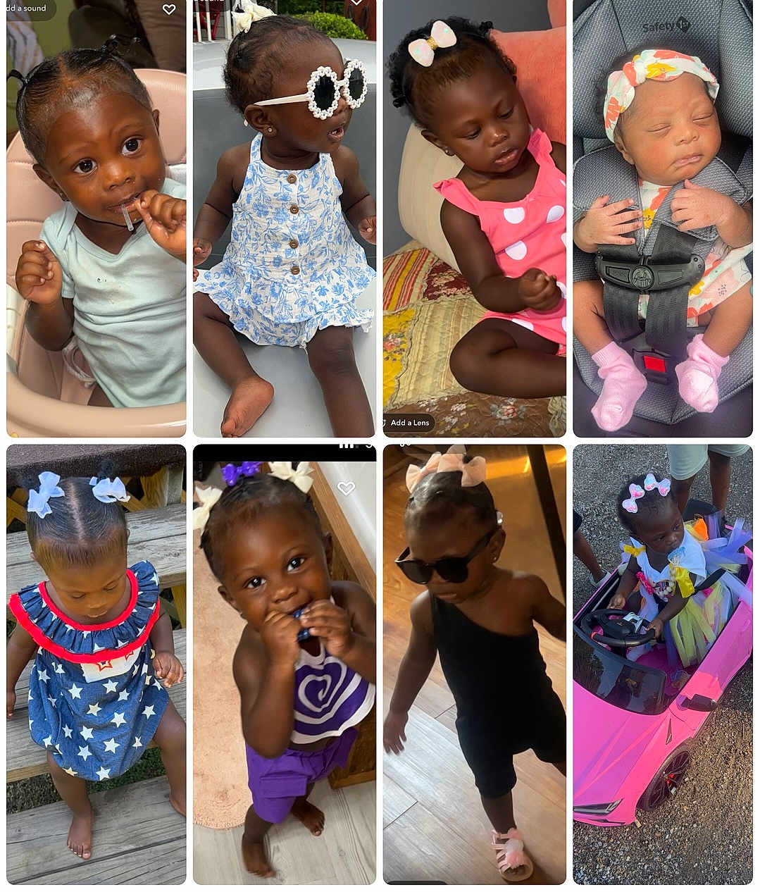 Eastlynn is registered to the contest to win money with this photo: baby, toddler, child, girl, sunglasses, dress, headband, bow, car_seat, toy_car, outdoor, indoor, footwear, smiling, playing, sitting, standing, hair_style, clothing, accessory