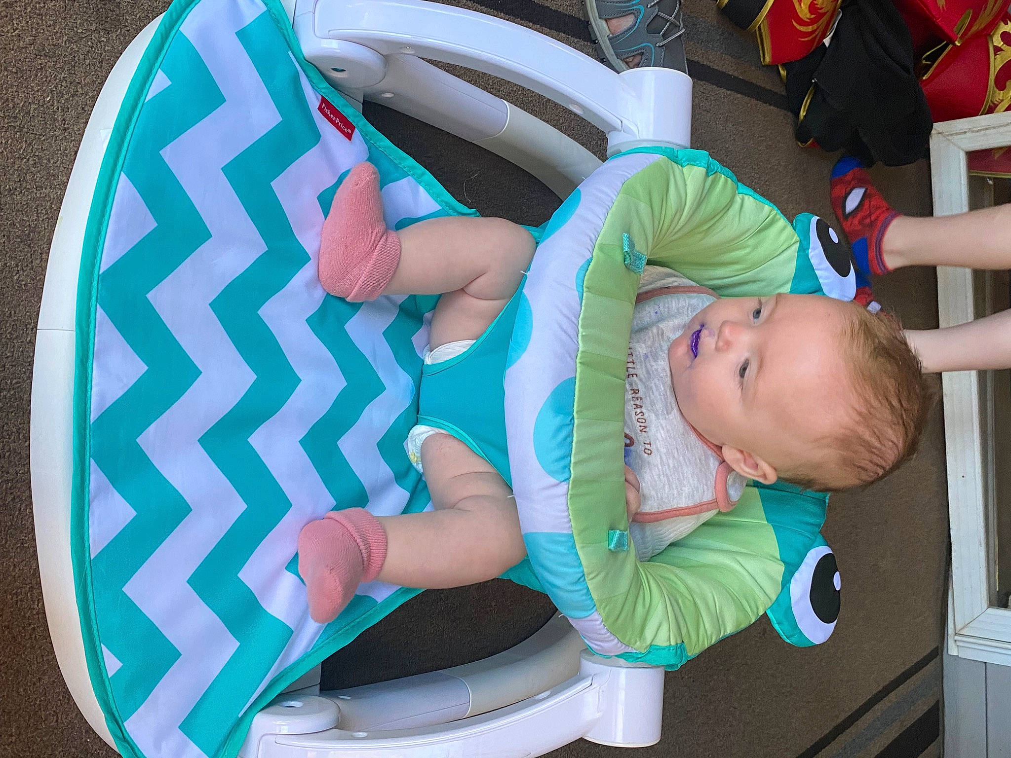 Kaycee joined the competition — help win amazing prizes! baby, baby_products, baby_safety, baby_toddler_clothing, child, circle, comfort, dishware, electric_blue, fun, leisure, pattern, person, personal_protective_equipment, play, sitting, sleeve, toddler