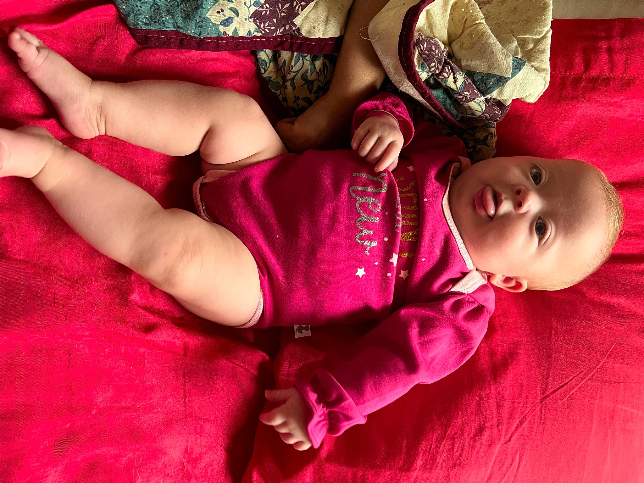 Kaydence joined the competition — help win amazing prizes! abdomen, arm, baby, chest, costume, event, flash_photography, fun, hand, happy, human_leg, jewellery, magenta, person, pink, purple, smile, thigh, toddler, tree