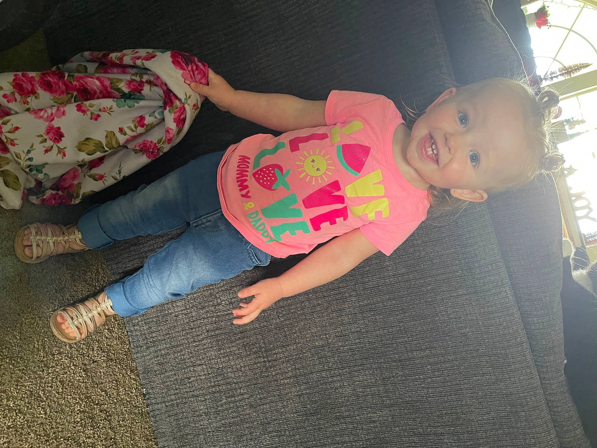 Mckinley joined the competition — help win amazing prizes! baby, baby_toddler_clothing, barefoot, child, comfort, finger, floor, flooring, foot, fun, human_leg, joint, leg, pattern, people, person, sitting, textile, thigh, toddler