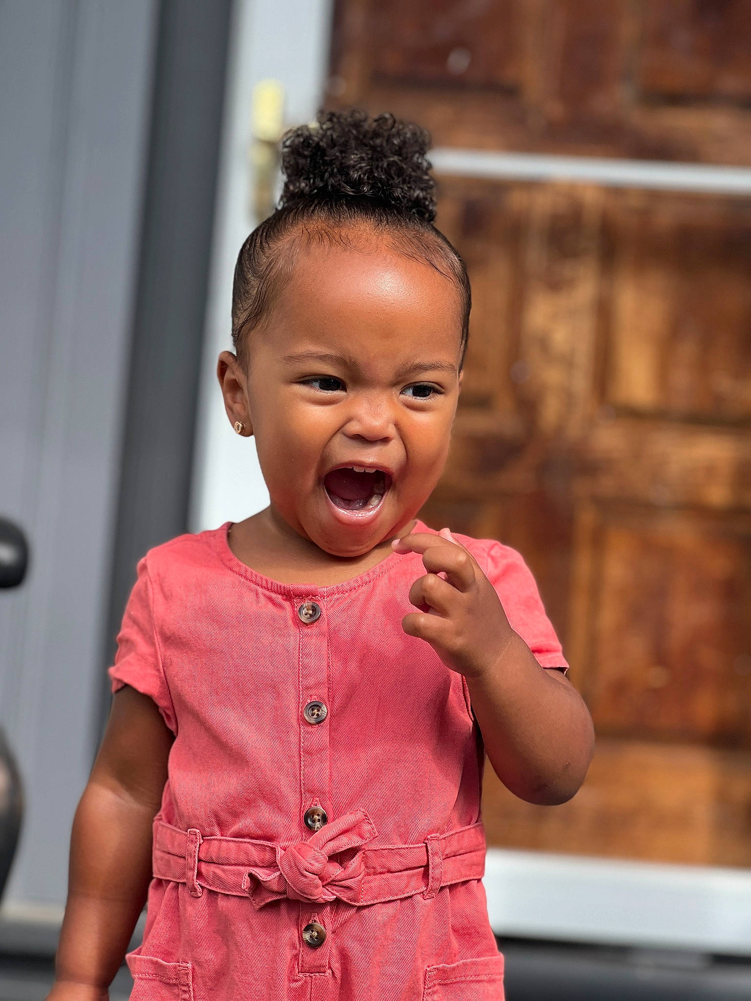 Arya joined the competition — help win amazing prizes! baby_toddler_clothing, cheek, child, chin, dress, event, eyelash, fashion_design, fun, gesture, happy, jewellery, lip, magenta, nose, person, skin, smile, t_shirt, toddler