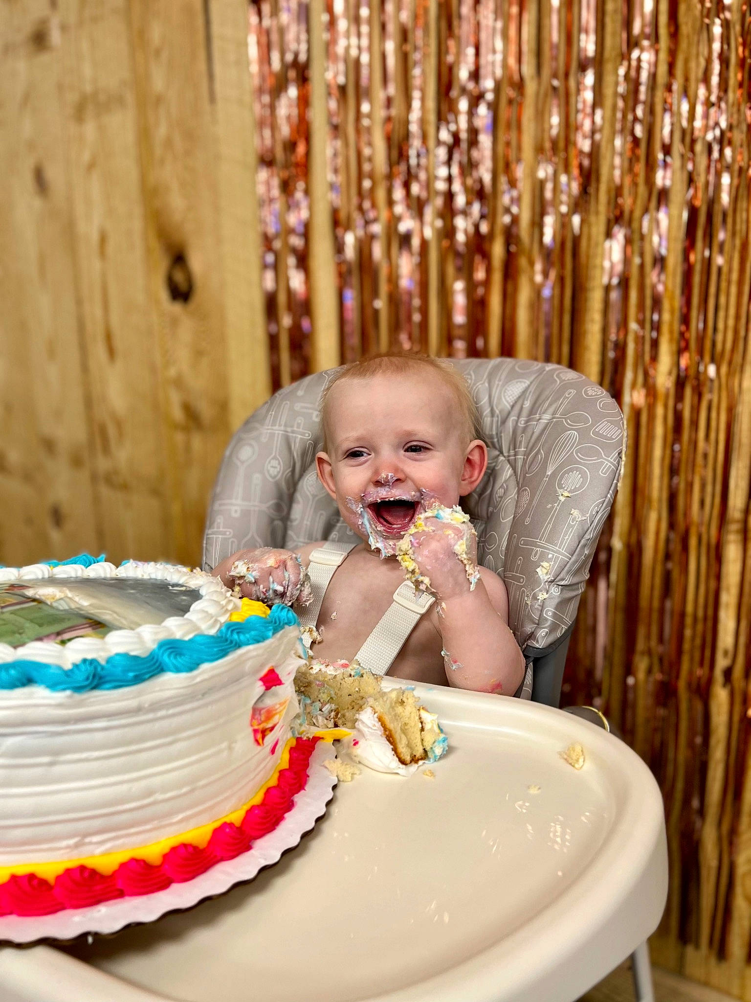 Alanah is registered to the contest to win money with this photo: baby, baked_goods, birthday_cake, cake, cake_decorating, cake_decorating_supply, clothing, dress, food, fun, green, happy, ingredient, joy, person, plate, smile, sugar_cake, sweetness, table