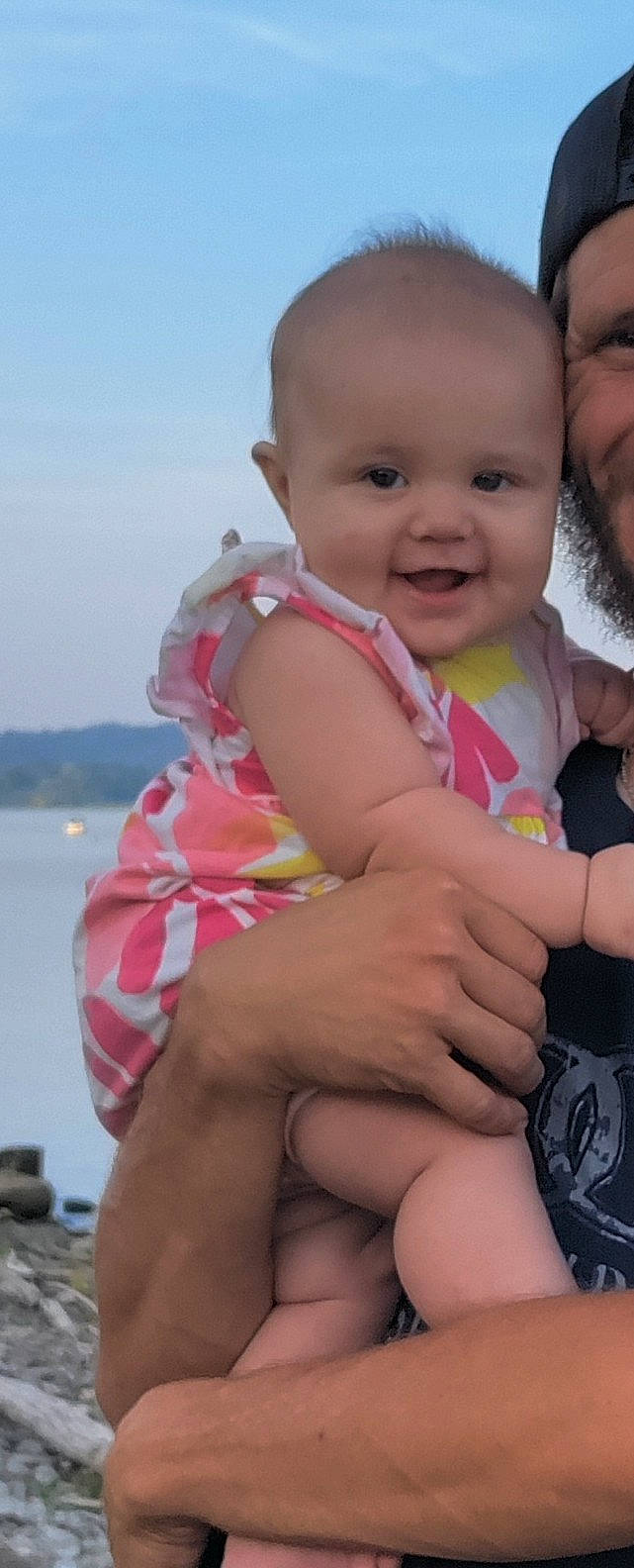 Addilynn joined the competition — help win amazing prizes! baby, baby_toddler_clothing, cheek, face, finger, gesture, happy, joy, lake, muscle, nail, person, pink, skin, sky, smile, summer, thigh, thumb, toddler