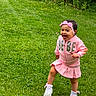 Jaizaelee is registered to the contest to win money with this photo: child, toddler, pink_clothing, headband, grass, outdoor, happy, walking, sneakers, greenery, nature, cute, playful, smiling, young_child, garden, fun, daylight, person, active
