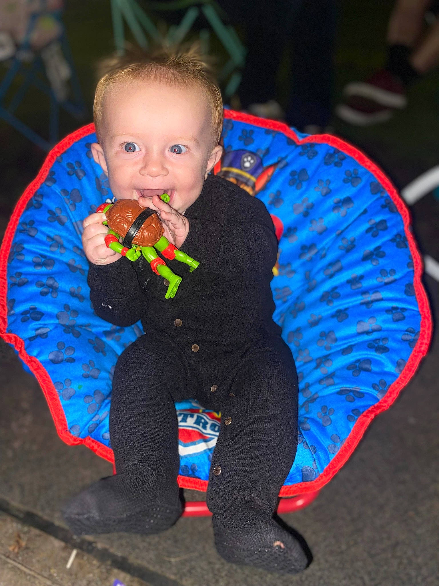 Kannon joined the competition — help win amazing prizes! baby, baby_toddler_clothing, chair, child, costume, electric_blue, event, eye, flash_photography, fun, hairstyle, happy, head, holiday, person, play, sitting, sleeve, smile, t_shirt