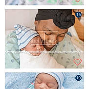 Jay'Ceon is registered to the contest to win money with this photo: newborn, baby, swaddled, blanket, hat, striped_hat, infant, sleeping, portrait, adult, mother, holding, cozy, soft, indoor, family, cute, tenderness, love, resting