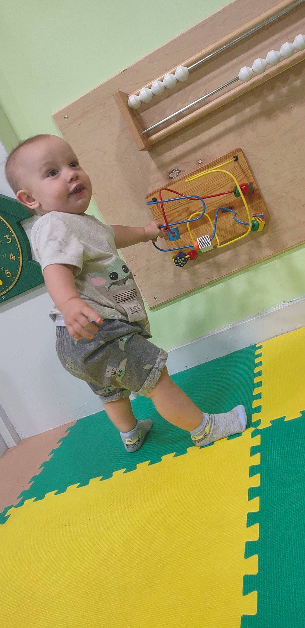 Marshall joined the competition — help win amazing prizes! art, baby, baby_toddler_clothing, bag, child, floor, flooring, fun, leisure, linens, luggage_and_bags, pattern, person, play, room, smile, textile, toddler, toy, wood