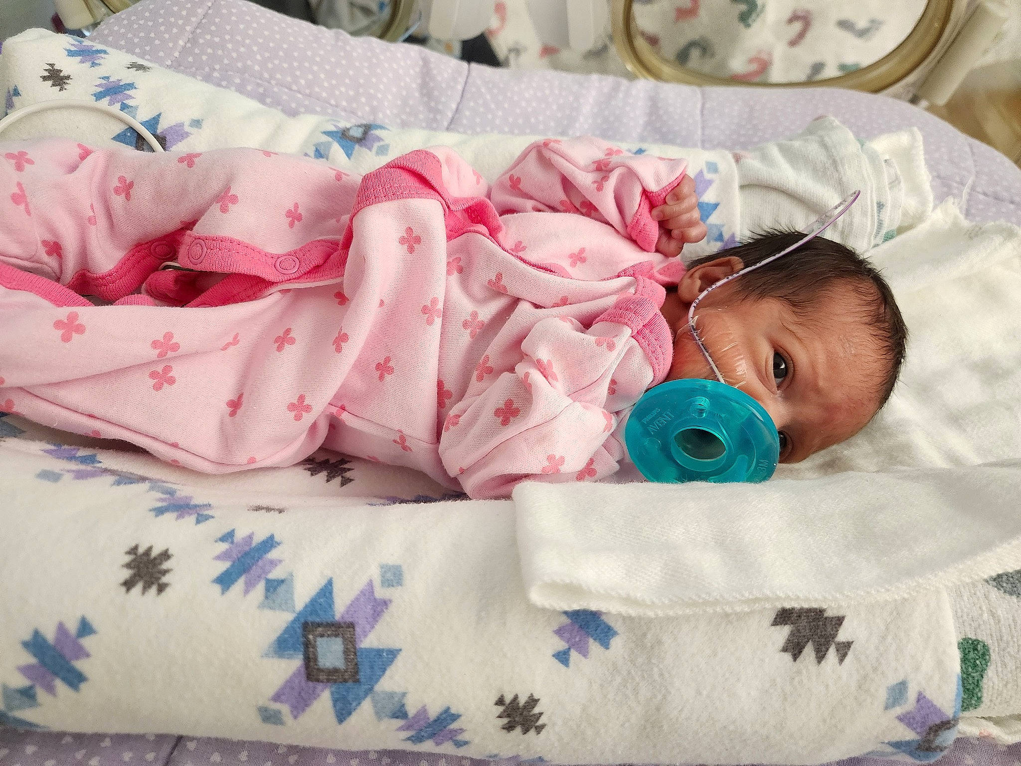 Daisy Rae Barber joined the competition — help win amazing prizes! baby, baby_products, baby_sleeping, baby_toddler_clothing, bed_sheet, bedding, bedtime, child, comfort, event, hat, linens, nap, pattern, person, pink, room, skin, sleep, textile