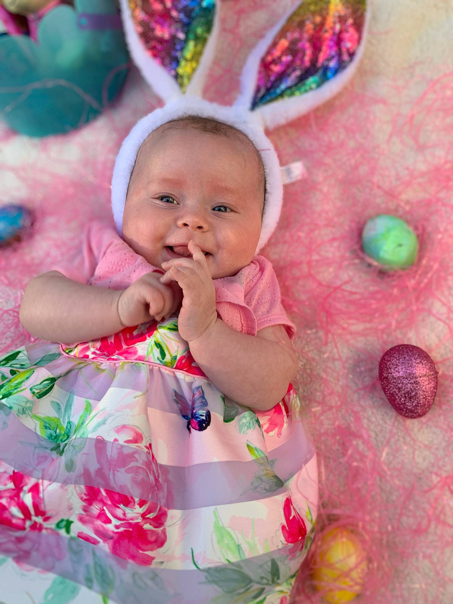 Alyvia joined the competition — help win amazing prizes! baby, baby_toddler_clothing, cheek, child, dress, face, facial_expression, fun, green, happy, head, human_body, magenta, people_in_nature, person, pink, red, skin, smile, sweetness