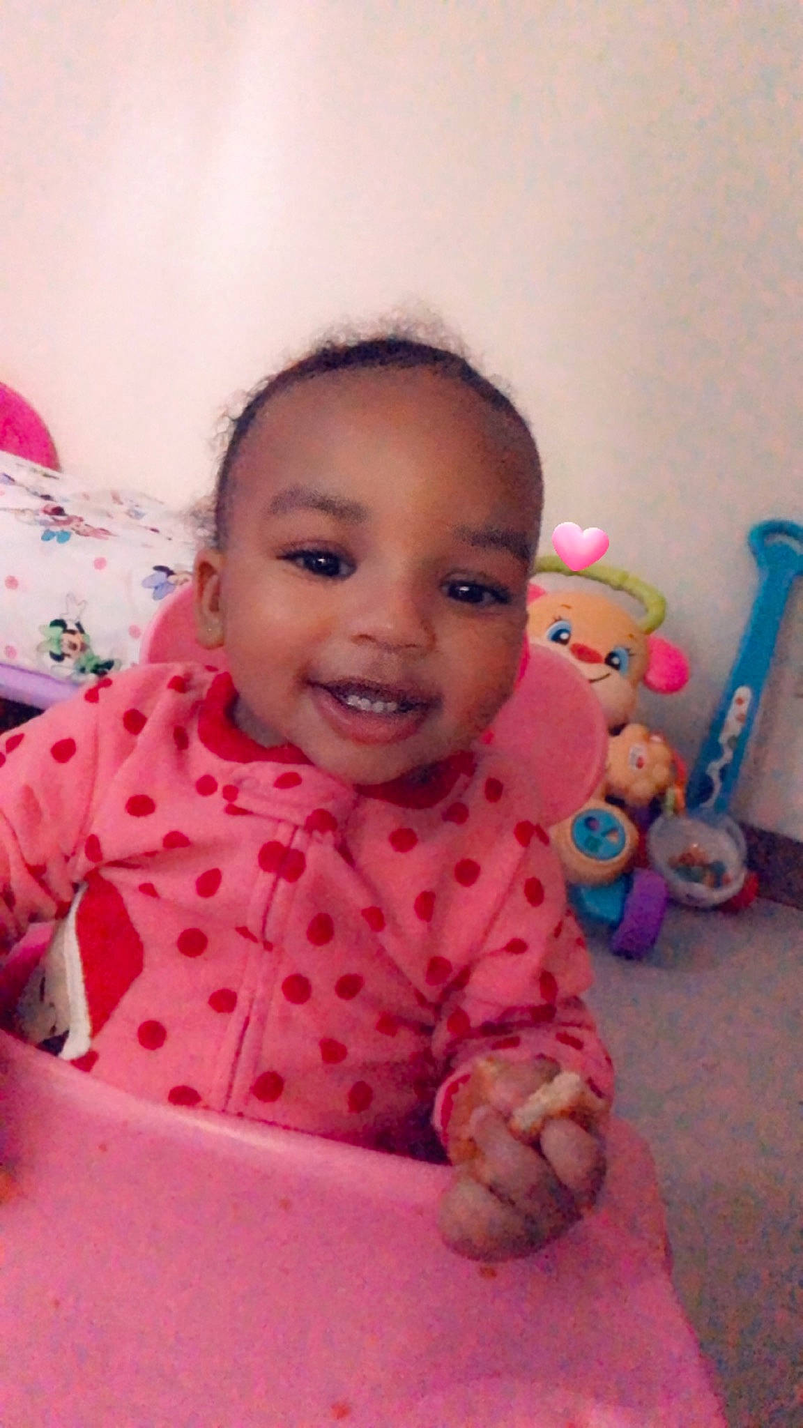 Traniyah joined the competition — help win amazing prizes! baby, cheek, child, face, head, joy, lip, mouth, person, pink, skin, smile, toddler