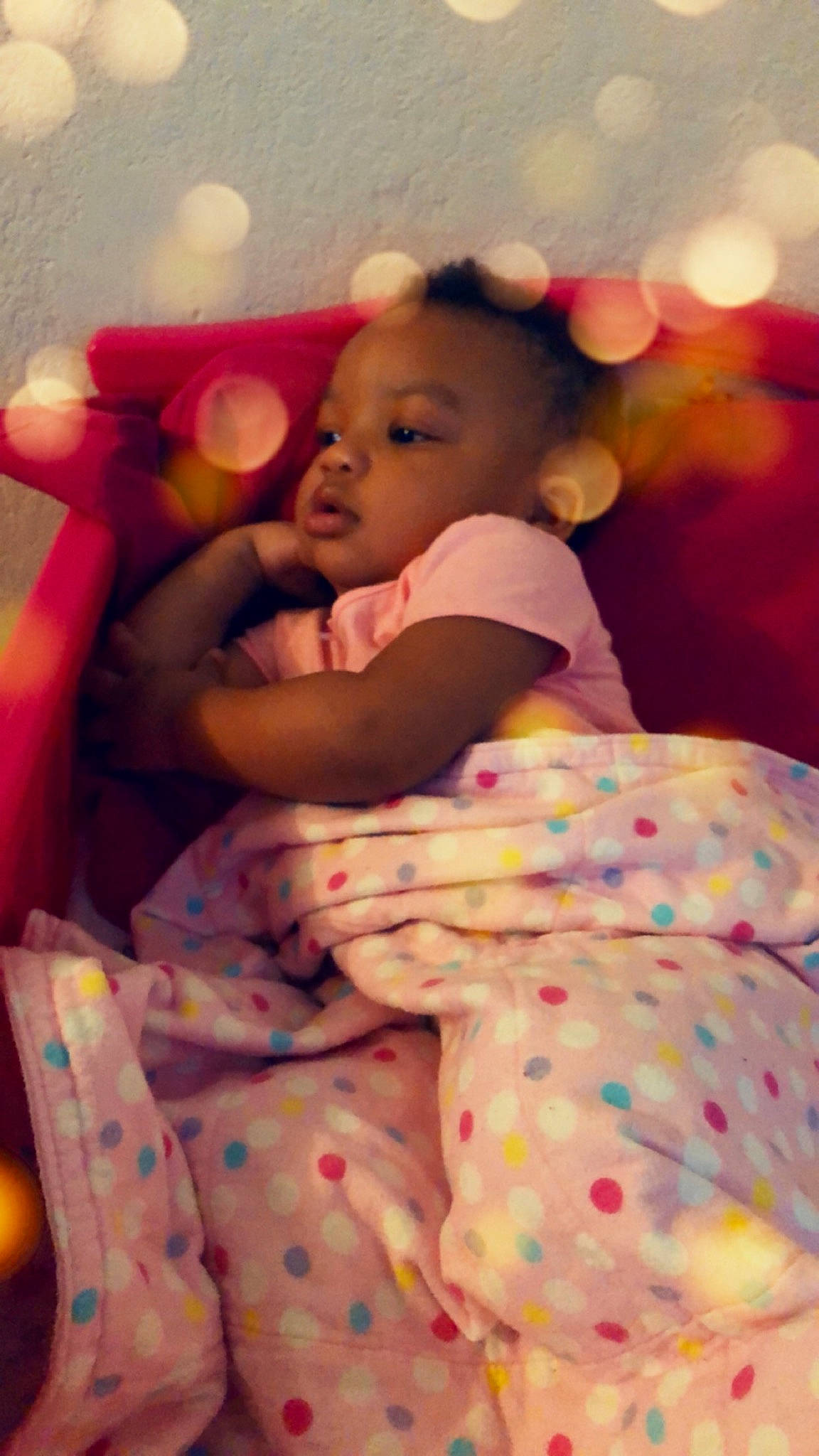 Traniyah joined the competition — help win amazing prizes! baby, beauty, bedtime, cheek, child, daughter, eye, fun, happy, lip, nose, pattern, person, pink, skin, sleep, smile, textile, toddler