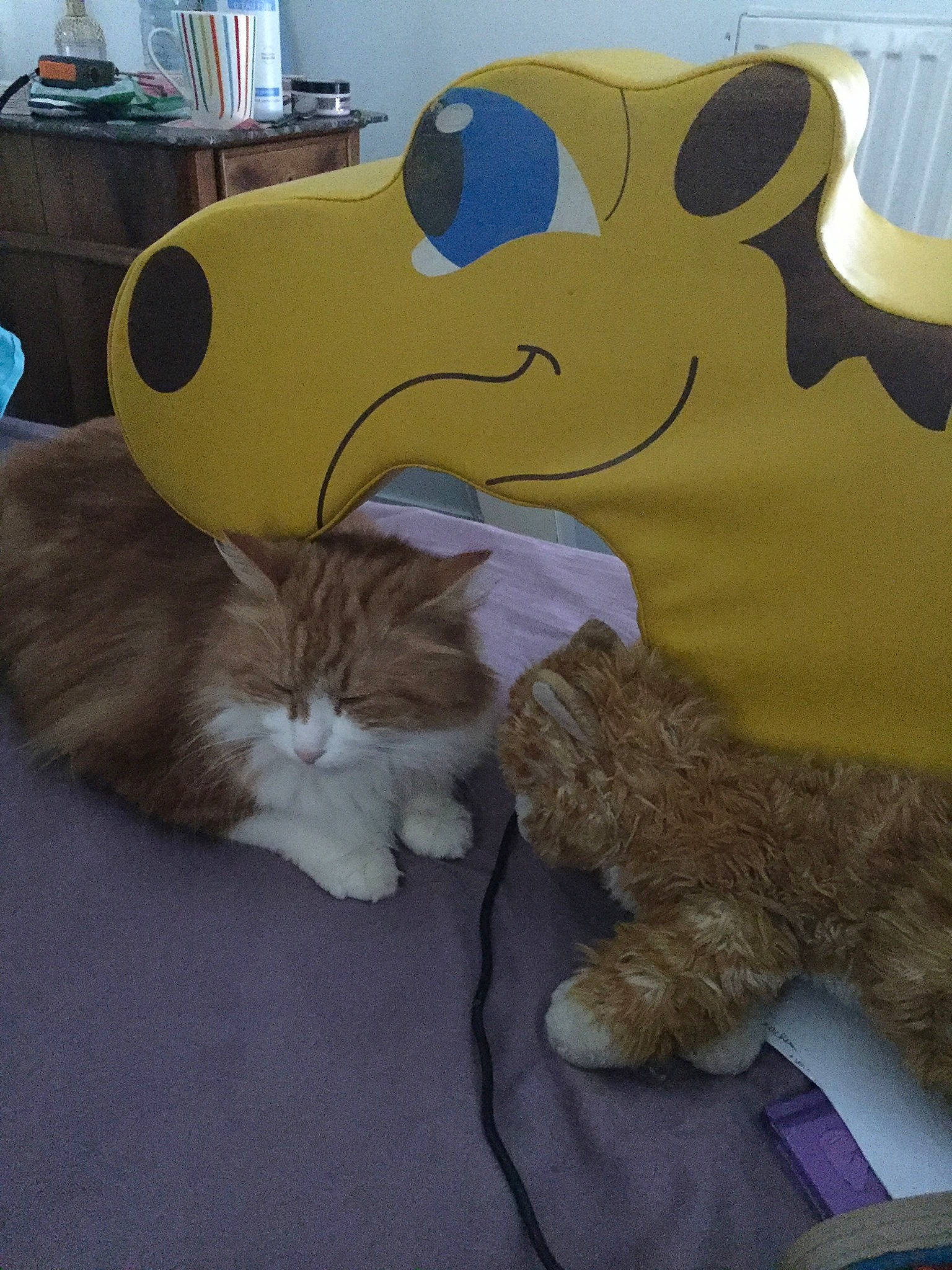 Graffiti a rejoint le concours — aidez-le/la à gagner de superbes lots ! art, bookcase, cat, comfort, companion_dog, domestic_short_haired_cat, fawn, felidae, fur, mammal, paw, plush, room, small_to_medium_sized_cats, stuffed_toy, tail, textile, toy, vertebrate, whiskers