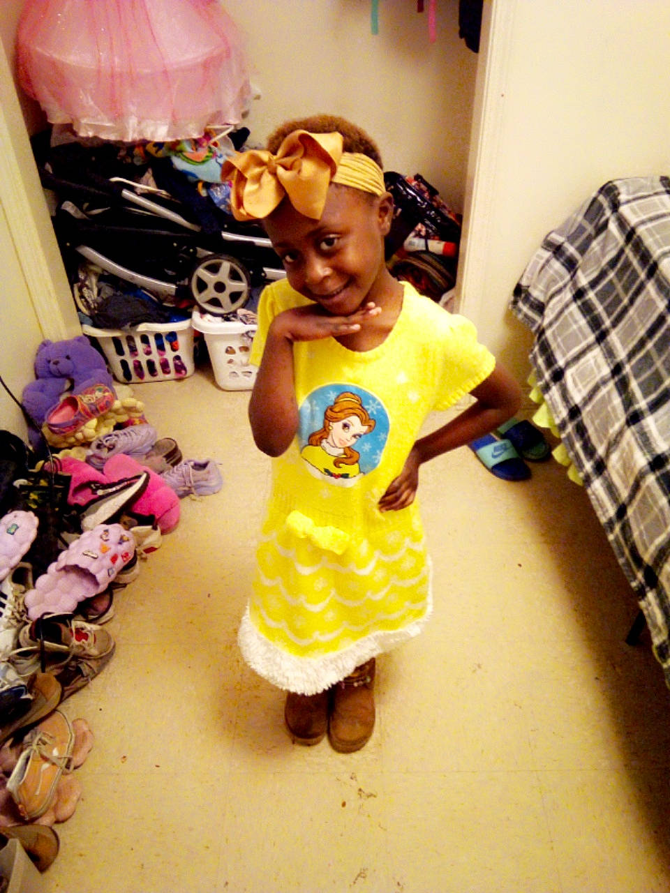 Evianna joined the competition — help win amazing prizes! baby, baby_toddler_clothing, child, event, fashion_accessory, fashion_design, fun, happy, headwear, joy, leisure, magenta, pattern, person, pink, plaid, play, room, sandal, smile