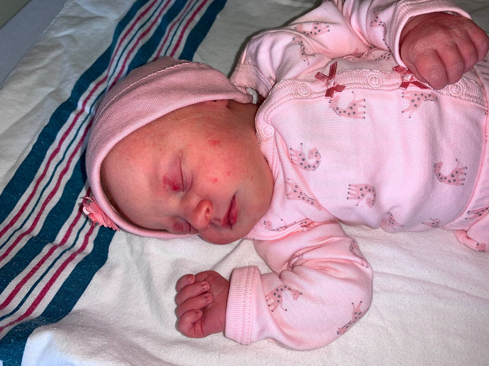 Evelynn joined the competition — help win amazing prizes! baby, baby_sleeping, bedtime, birth, cheek, child, childbirth, headwear, linens, mouth, nap, person, pink, skin, sleep, smile, textile, toddler