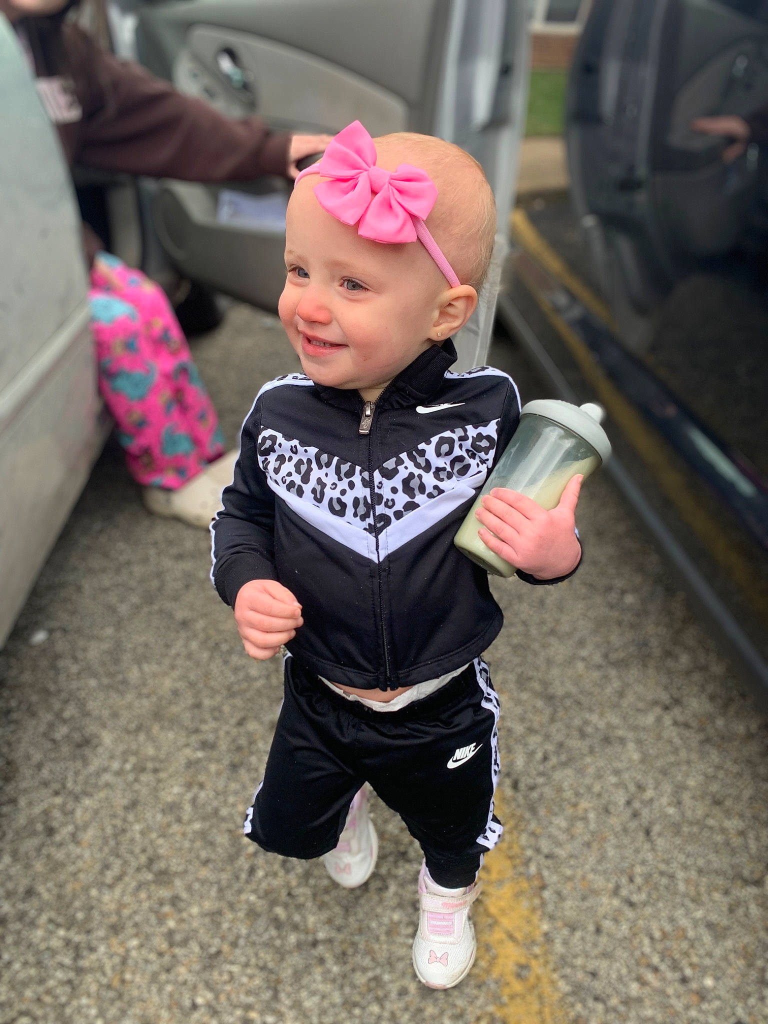 Evelynn is registered to the contest to win money with this photo: baby, baby_products, baby_toddler_clothing, child, costume, event, family_car, fashion_accessory, fun, grass, happy, headwear, joy, magenta, person, personal_protective_equipment, pink, recreation, sitting, sleeve