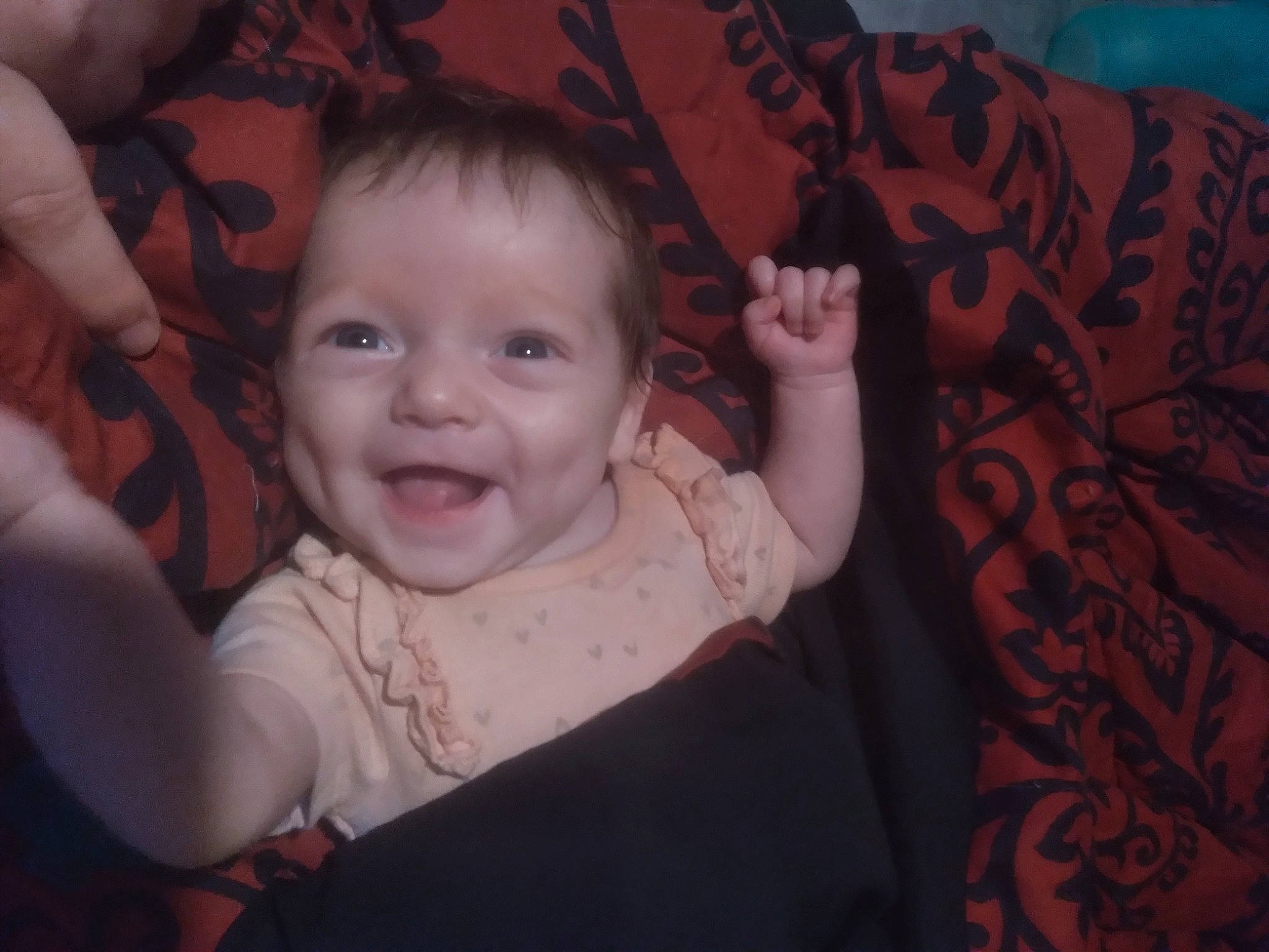 Jalessa joined the competition — help win amazing prizes! arm, baby, baby_toddler_clothing, cheek, eye, face, facial_expression, flash_photography, hand, happy, head, human_body, iris, joy, lip, mouth, nose, person, skin, sleeve