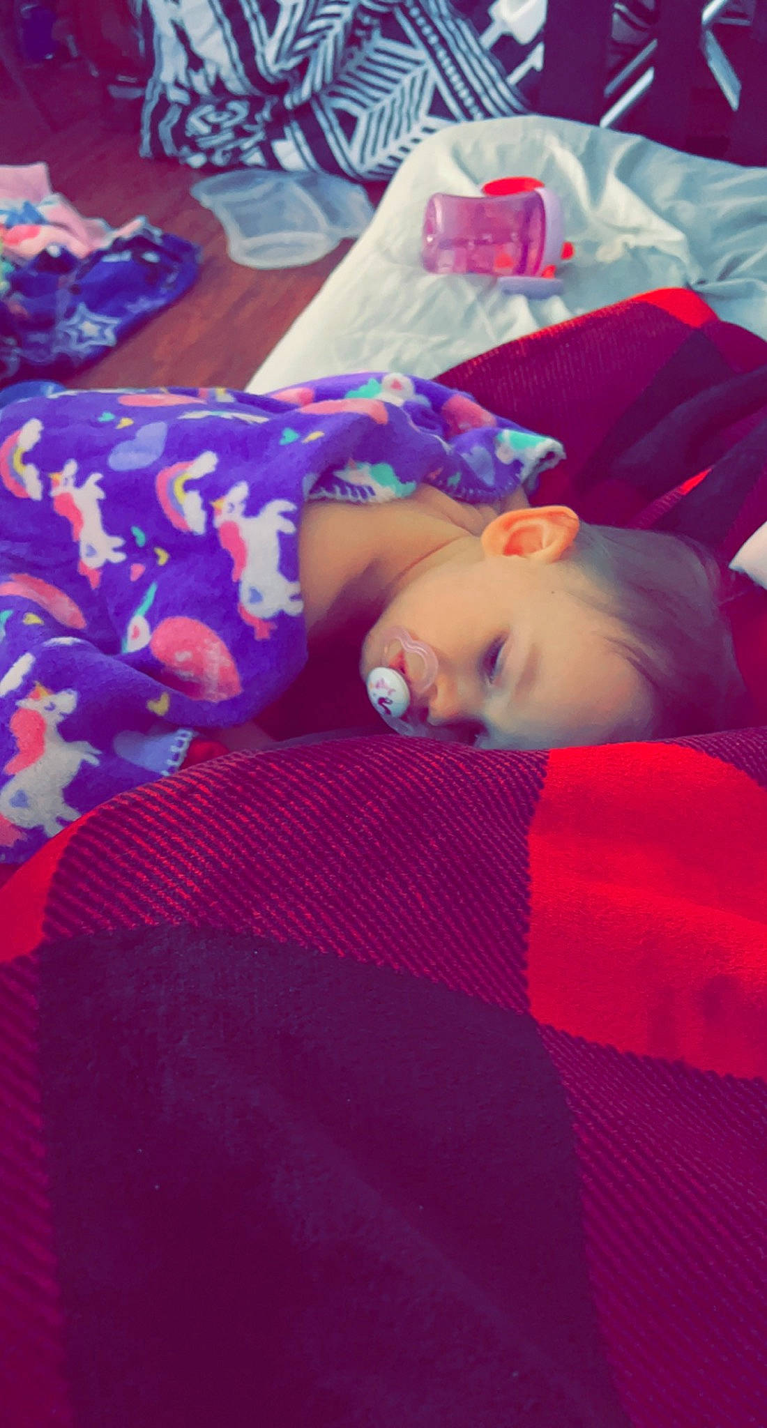 Ivy is registered to the contest to win money with this photo: child, cloud, comfort, electric_blue, flooring, human_leg, linens, magenta, pattern, person, pink, plaid, purple, red, room, tartan, textile, thigh, tints_and_shades, toddler