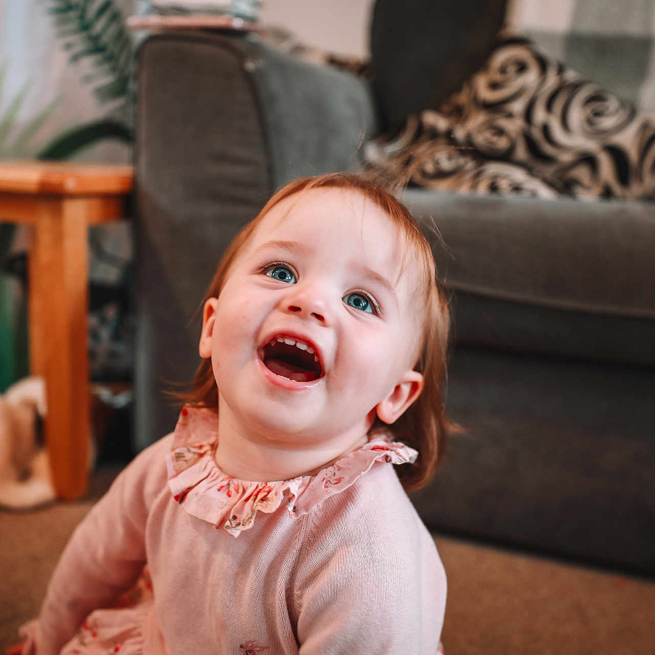 Charlotte joined the competition — help win amazing prizes! architecture, baby, babylaughing, building, couch, crying, face, furniture, happy, head, indoors, laughing, livingroom, person, photography, portrait, room, sad, smile