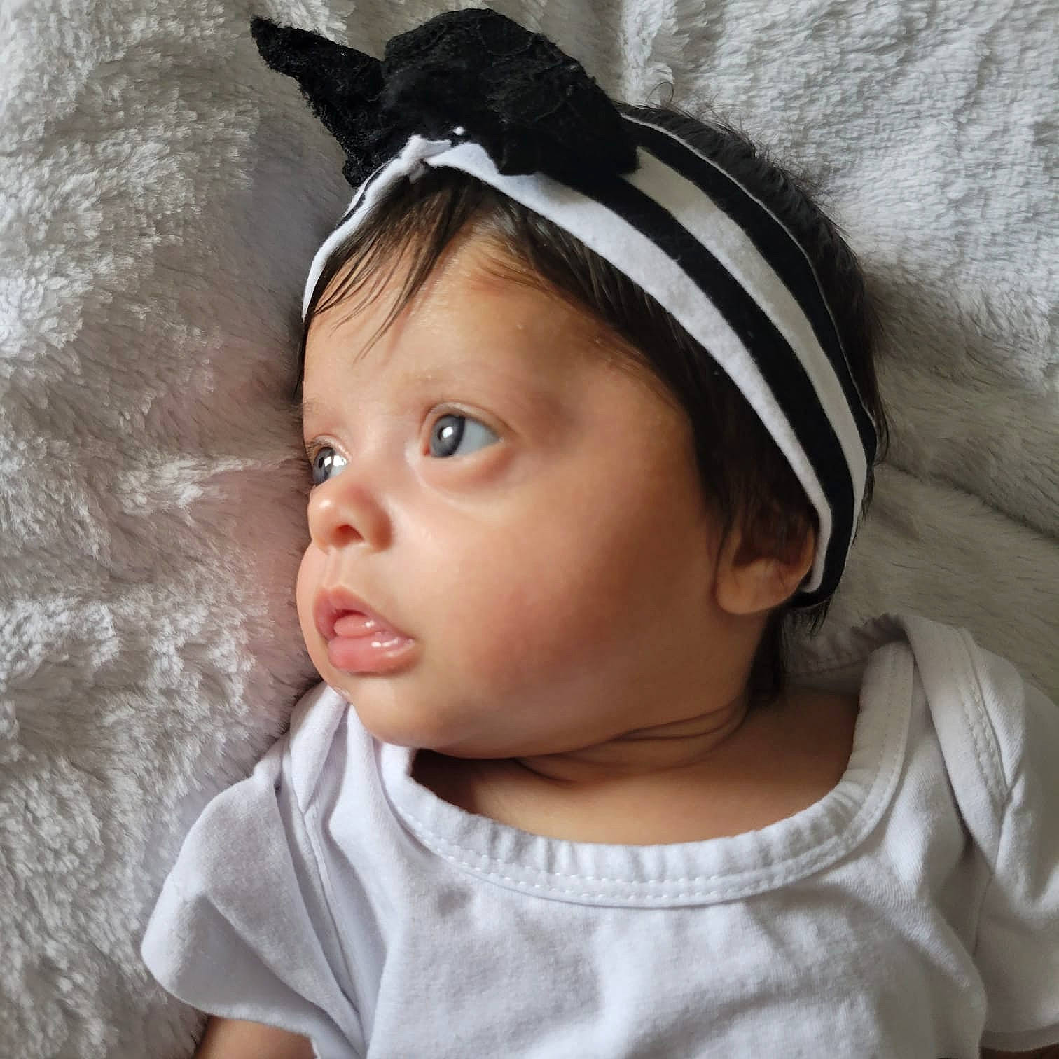 Kaylani joined the competition — help win amazing prizes! baby_toddler_clothing, black_hair, cheek, cool, ear, eye, eyebrow, eyelash, face, forehead, hair, headpiece, hearing, iris, jaw, lip, neck, person, skin, sleeve