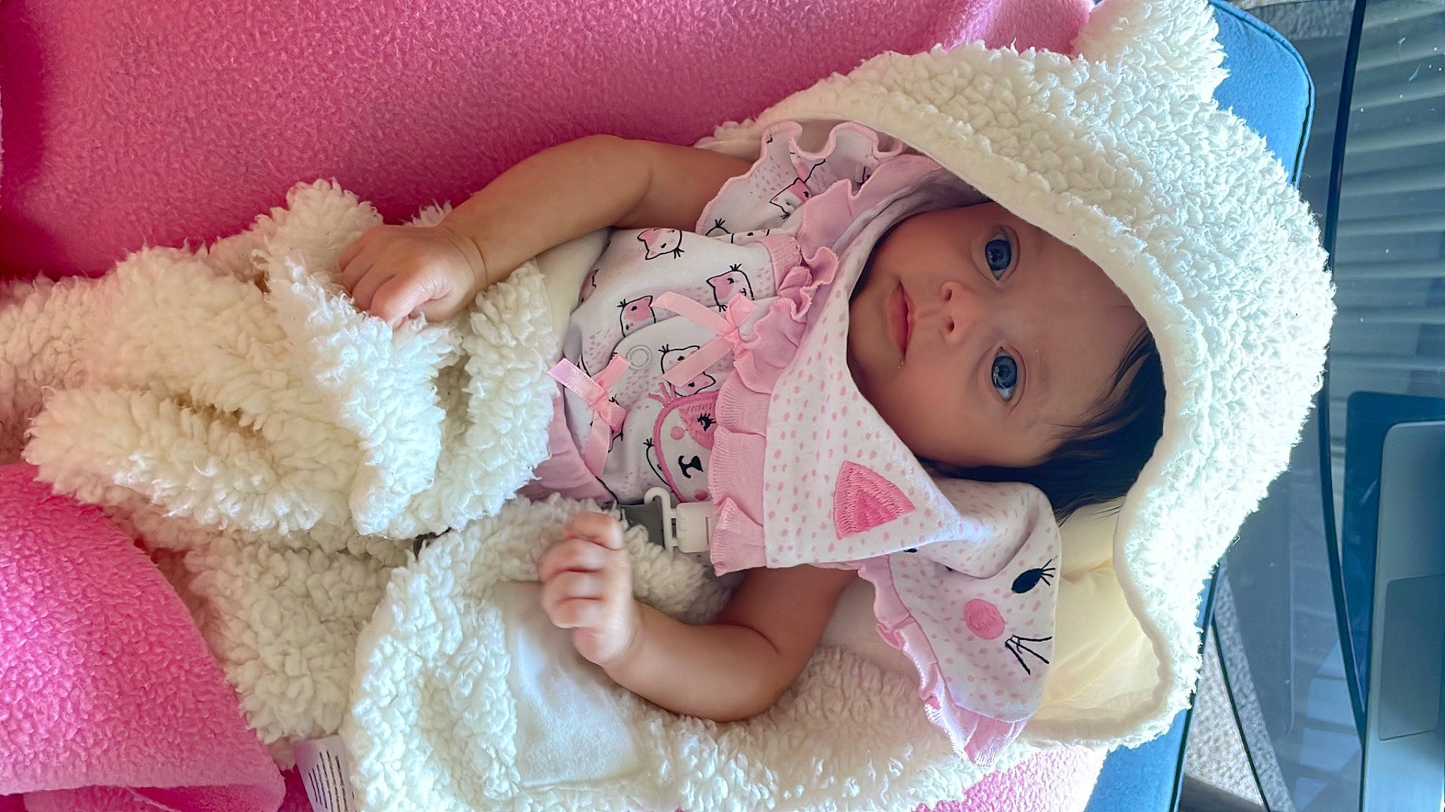 Kaylani is registered to the contest to win money with this photo: baby, baby_sleeping, baby_toddler_clothing, cheek, child, comfort, eye, face, hand, head, headgear, headwear, iris, linens, lip, person, pink, skin, sleeve, sun_hat