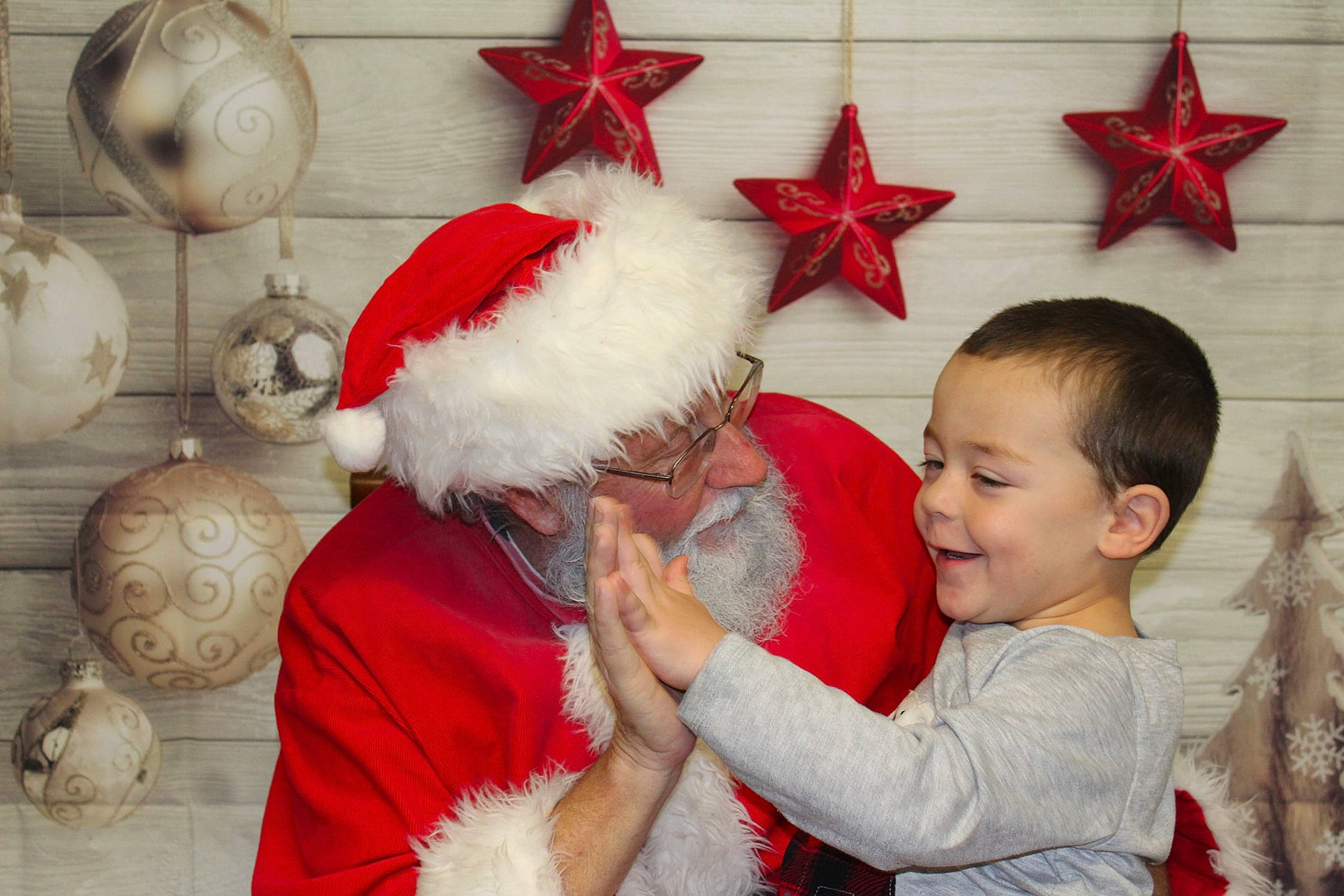 Justis joined the competition — help win amazing prizes! child, christmas, christmas_decoration, christmas_ornament, event, fictional_character, holiday, infant, joy, lap, person, santa_claus, toddler