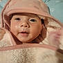 Amaya participe au concours pour gagner de l'argent avec cette photo : baby, child, face, hood, towel, blanket, pink, blue, cute, infant, portrait, soft, warm, wrapped, cozy, indoors, skin, expression, young, person