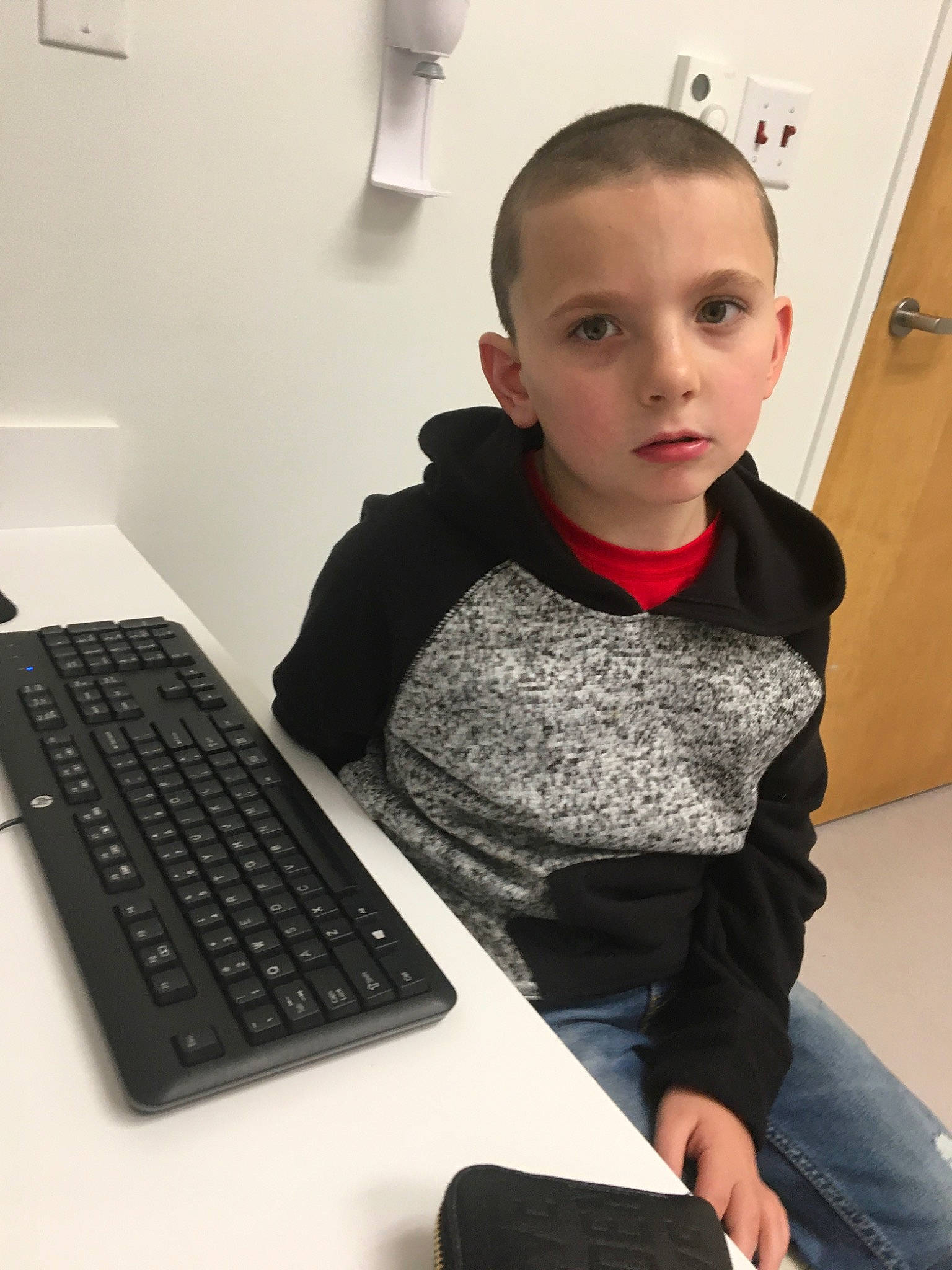 Allen joined the competition — help win amazing prizes! child, computer, computer_keyboard, desk, electronic_device, finger, input_device, laptop, learning, person, space_bar, technology, typing