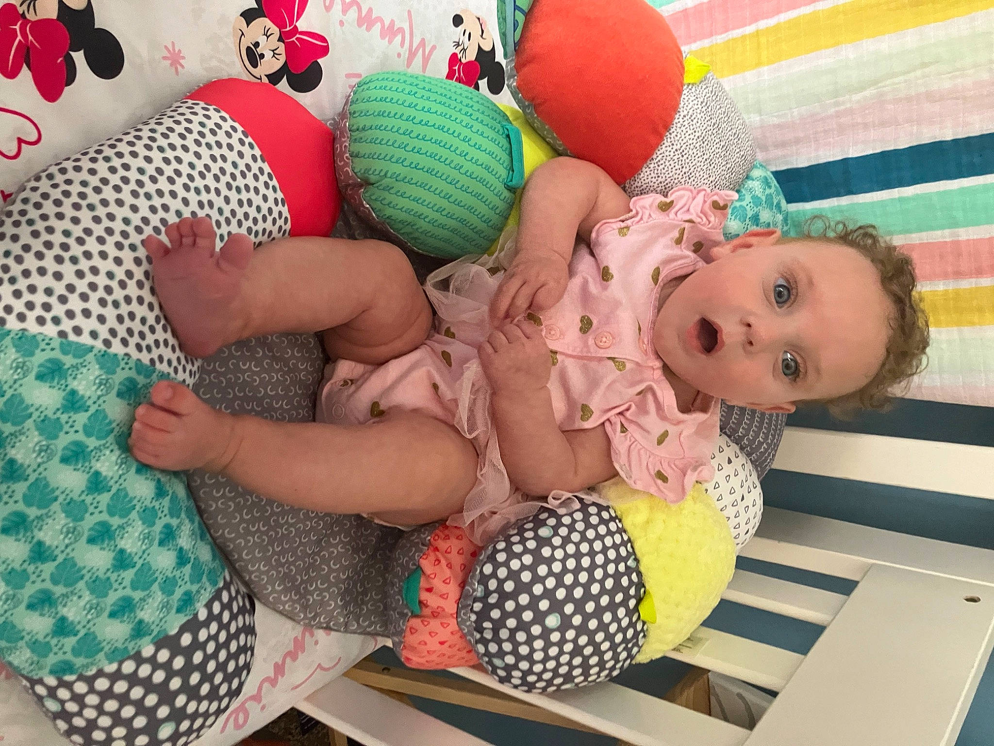 Neveah joined the competition — help win amazing prizes! abdomen, baby, baby_products, baby_toddler_clothing, baby_toys, child, comfort, fun, green, leisure, linens, pattern, person, play, room, sitting, surprise, textile, thigh, toddler