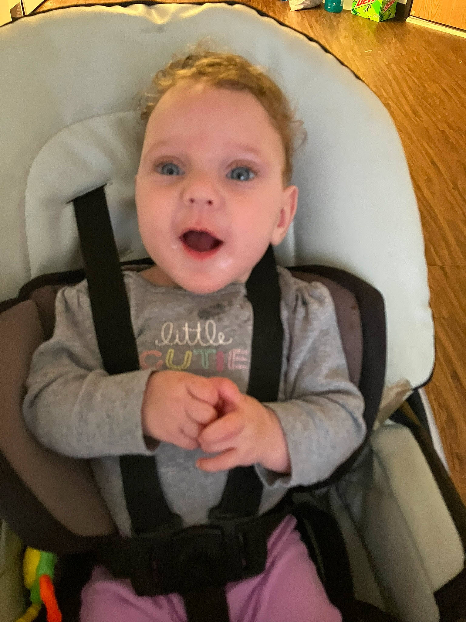 Neveah joined the competition — help win amazing prizes! baby, baby_carriage, baby_products, baby_toddler_clothing, car_seat, chair, cheek, child, comfort, eye, face, hairstyle, happy, infant_bed, mouth, person, sitting, skin, smile, surprise