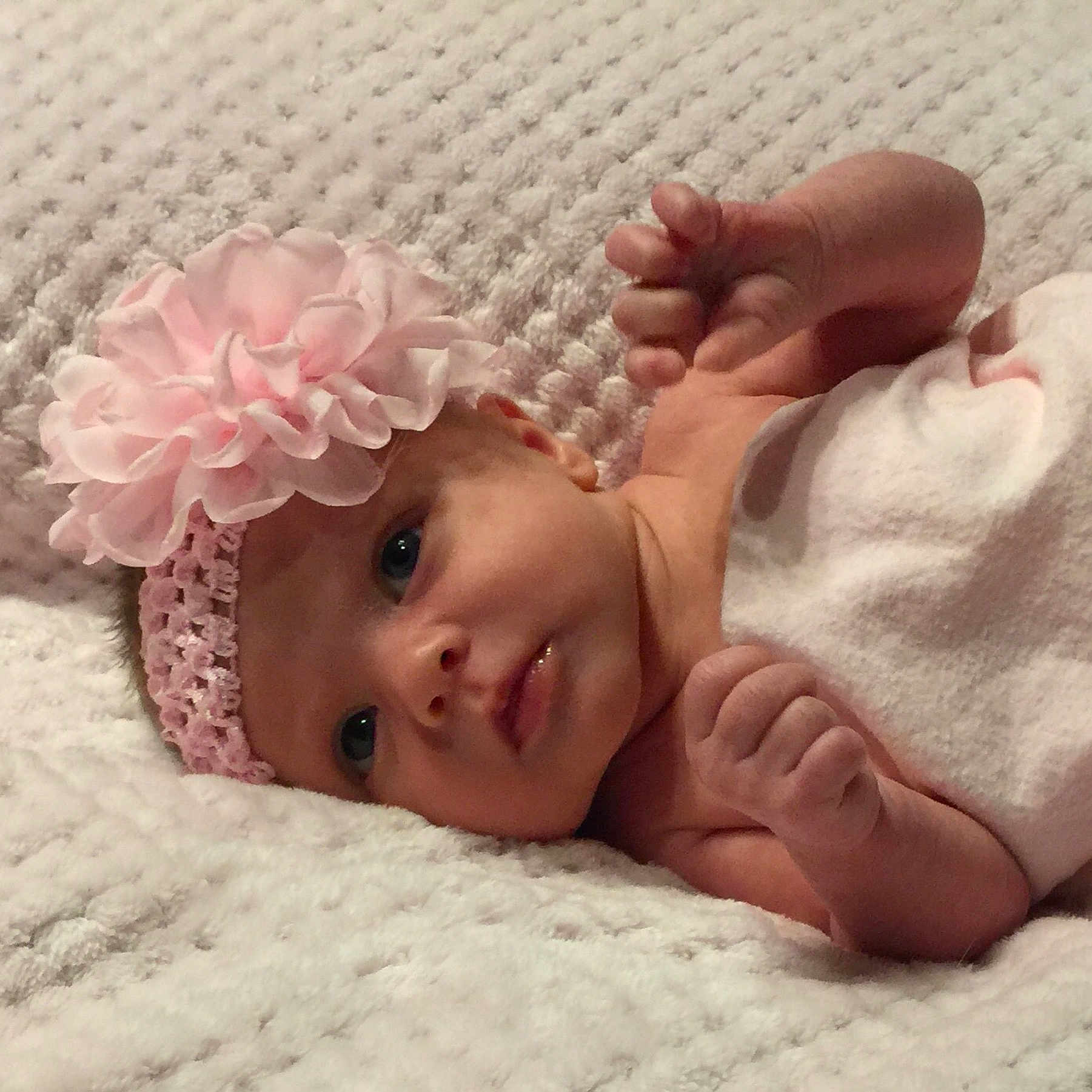 Brinley joined the competition — help win amazing prizes! cheek, child, ear, finger, girl, hair_accessory, hand, headpiece, infant, pink, product, skin, toddler