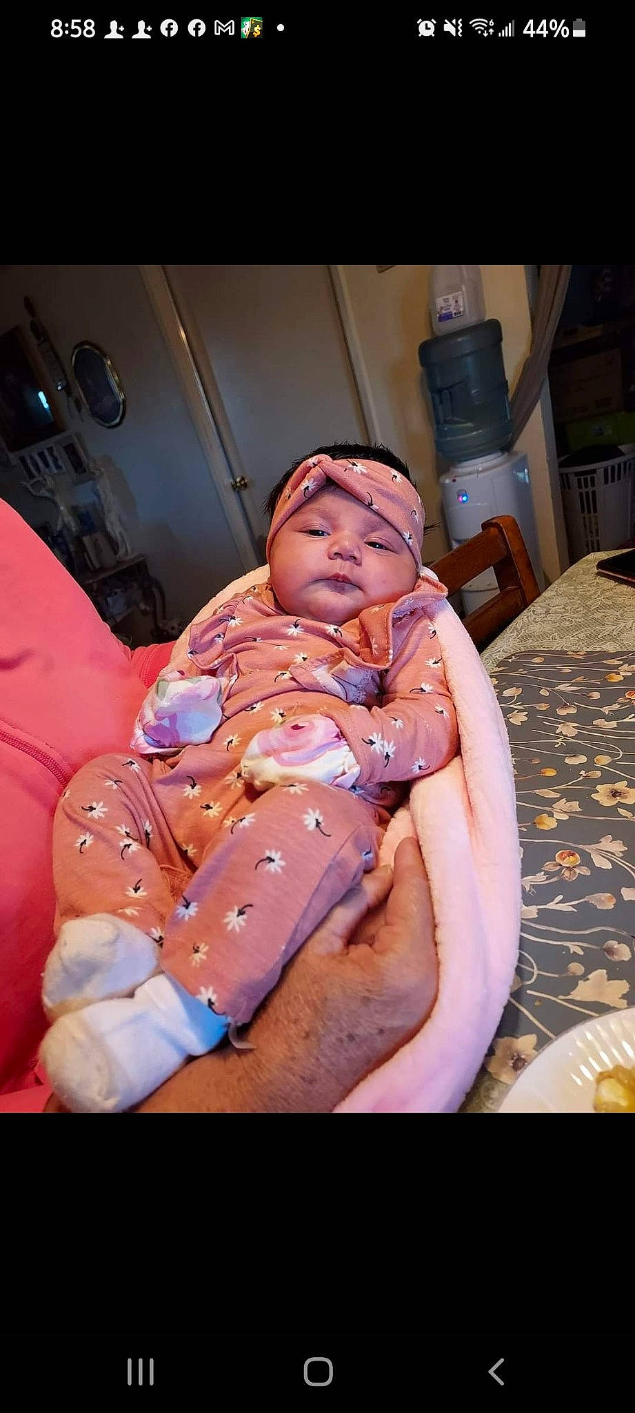 Melody is registered to the contest to win money with this photo: abdomen, baby, baby_products, baby_safety, baby_sleeping, baby_toddler_clothing, cheek, chest, child, comfort, event, flesh, fun, hat, headwear, magenta, person, pink, room, sitting