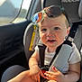 toddler, child, car_seat, sunglasses, sunlight, blue_eyes, seatbelt, car_interior, happy, cute, baby, sitting, casual_clothing, closeup, daylight, portrait, infant, safety_harness, young_child, smiling