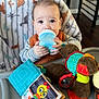 Zyro Duran is registered to the contest to win money with this photo: accessories, baby, beverage, biting, blanket, drinking, eating, face, food, head, milk, person, sitting, toy, wallet