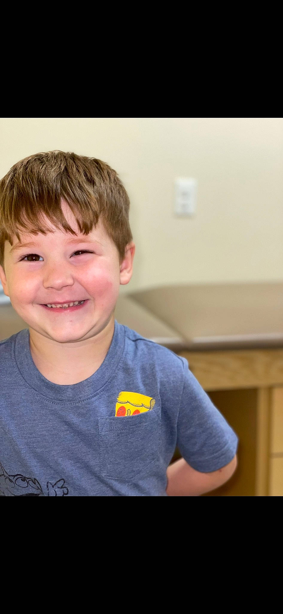 Leighton joined the competition — help win amazing prizes! active_shirt, baby_toddler_clothing, caesar_cut, cheek, child, electric_blue, eyelash, fun, happy, human_body, joy, laugh, person, portrait_photography, room, sitting, sleeve, smile, t_shirt, toddler