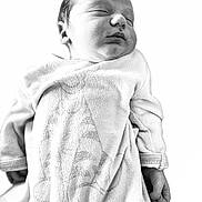 Tiago participe au concours pour gagner de l'argent avec cette photo : newborn, baby, infant, sleeping, blanket, soft, wrapped, peaceful, portrait, monochrome, black_and_white, closeup, human, child, cute, hands, face, skin, cozy, resting