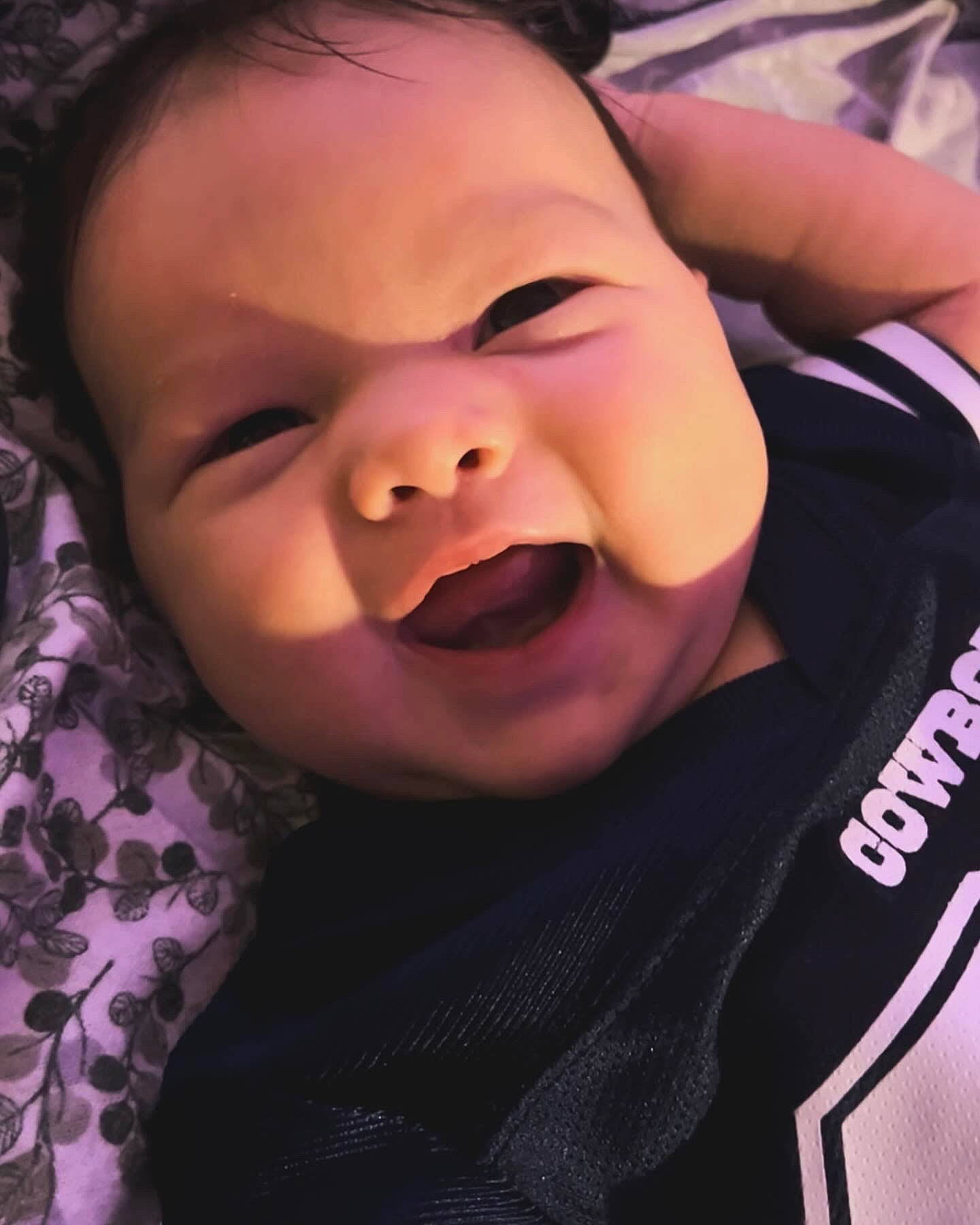 Griffin is registered to the contest to win money with this photo: baby, baby_laughing, cheek, chin, cool, facial_expression, flash_photography, forehead, gesture, happy, iris, jaw, lip, mouth, nose, person, pink, skin, smile, toddler