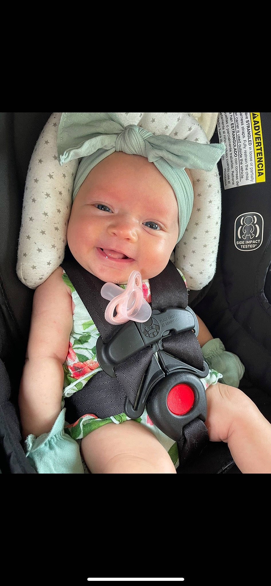 Laila joined the competition — help win amazing prizes! baby, baby_carriage, baby_in_car_seat, baby_toddler_clothing, cheek, chin, comfort, eyebrow, face, finger, happy, headwear, human, human_body, iris, lip, mouth, nose, person, product