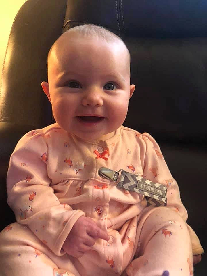 Kaiya is registered to the contest to win money with this photo: baby, cheek, child, forehead, head, joy, person, sitting, skin, smile, toddler